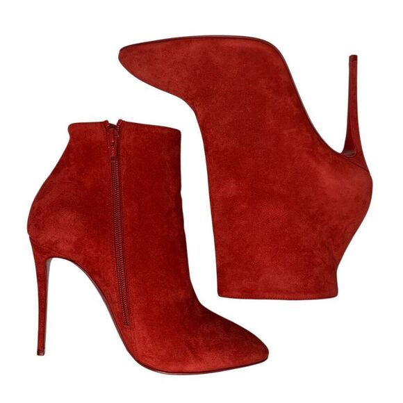 Christian Louboutin Veau Velour Red So Kate 55 Ankle Booties EU 37 US 7 Heels - Picture 5 of 8